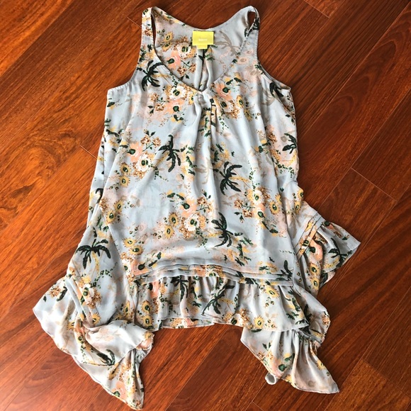Maeve Tops - Maeve Anthropologie Floral Ruffled Shirt Dress